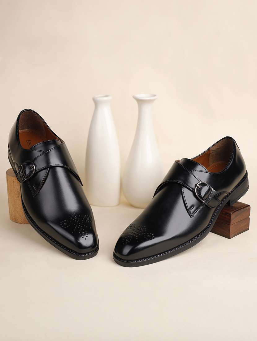 men solid slip on monk straps