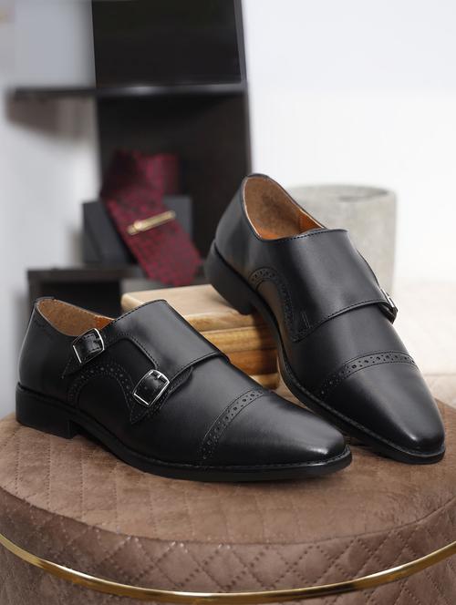men solid slip on monk straps - 21747975 - Standard Image - 0