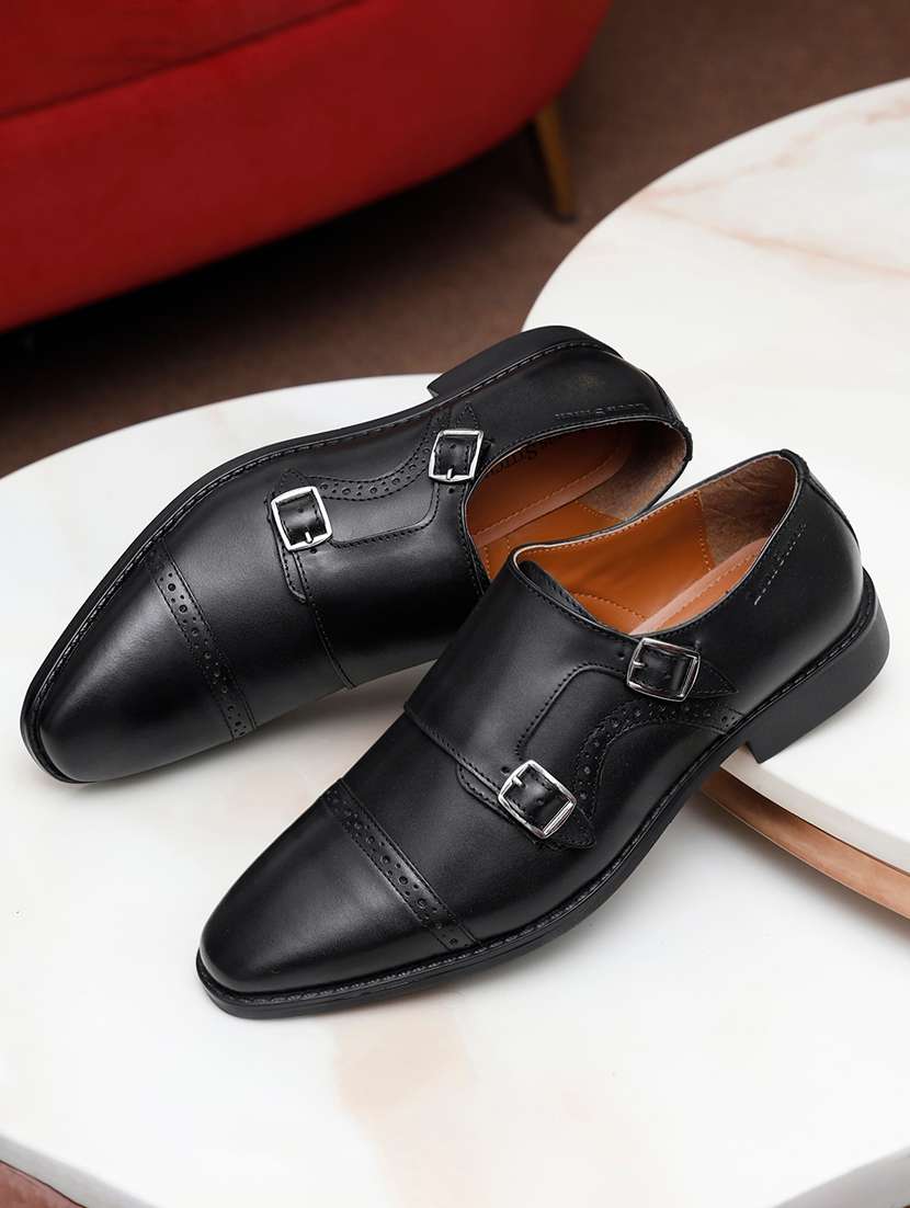Men Solid Slip On Monk Straps - 21747976 -  Standard Image - 1