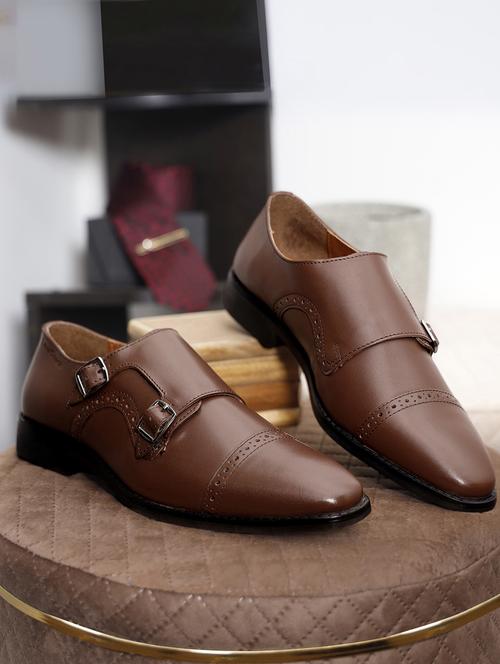men solid slip on monk straps - 21747979 - Standard Image - 0