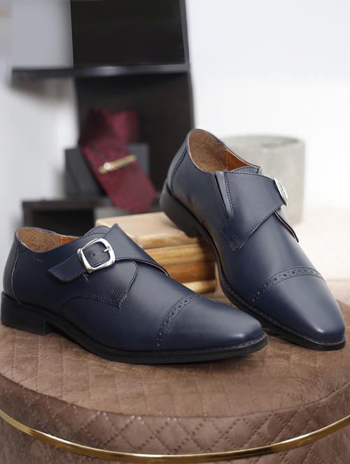 men solid slip on monk straps - 21747983 - Standard Image - 0