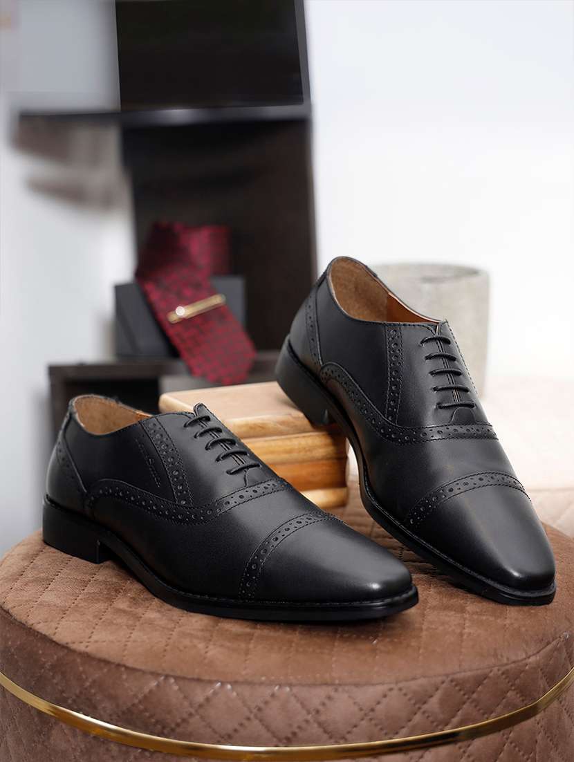 men solid lace up oxford shoes