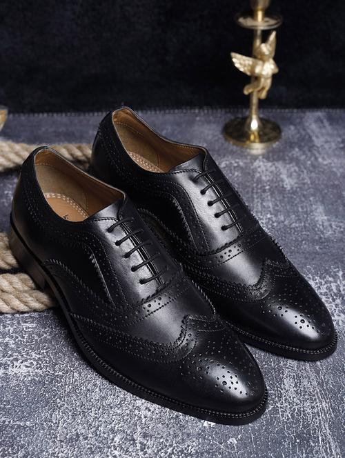 men solid lace-up brouges - 21748017 - Standard Image - 0