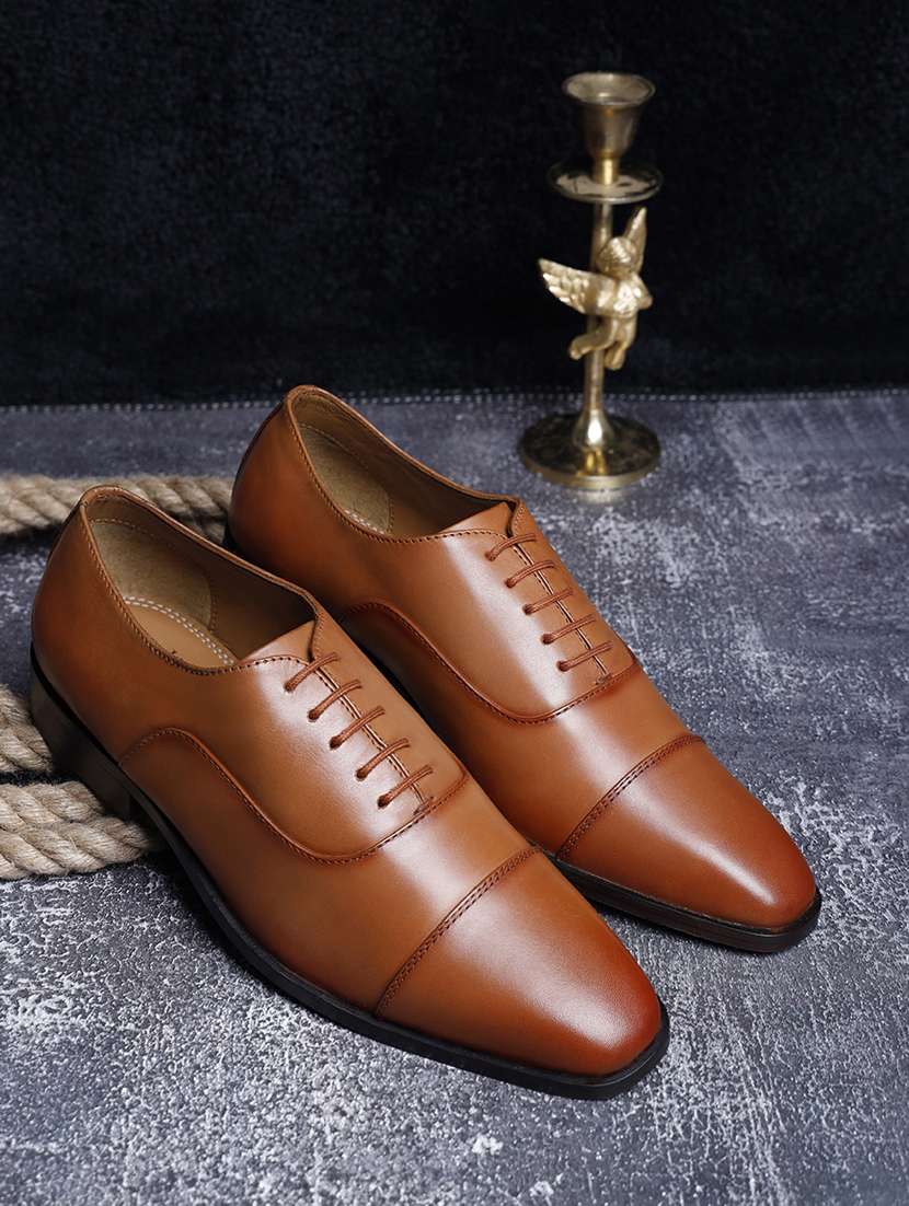 men solid lace up oxford shoes