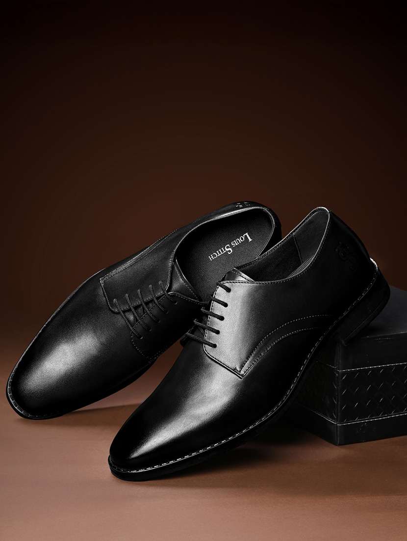 men solid lace-up derbies