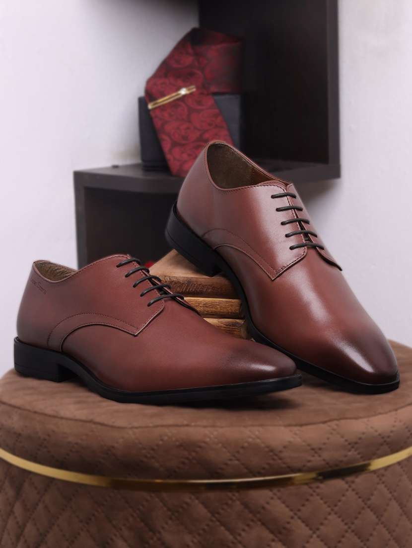 men solid lace-up derbies