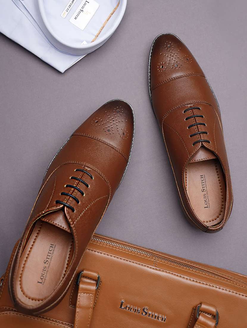 men solid lace-up brouges