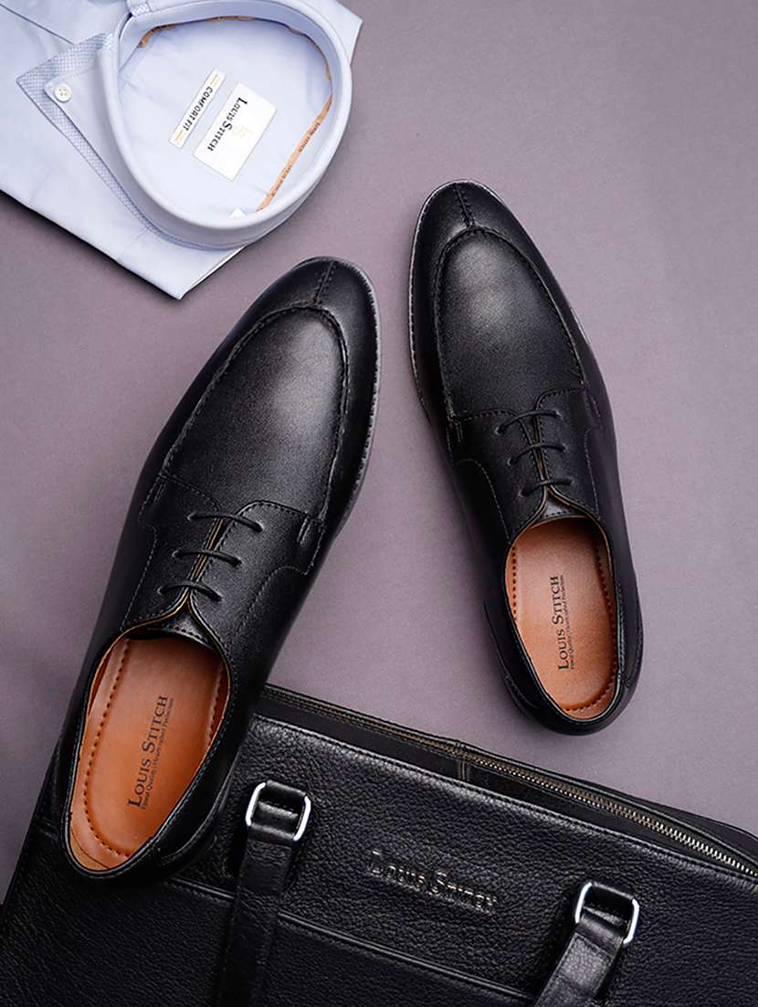 men solid lace-up derbies