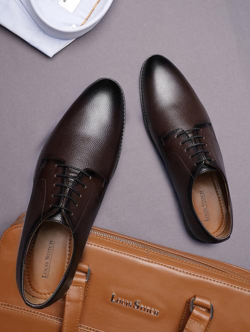 men solid lace-up derbies - 21748084 - Standard Image - 0