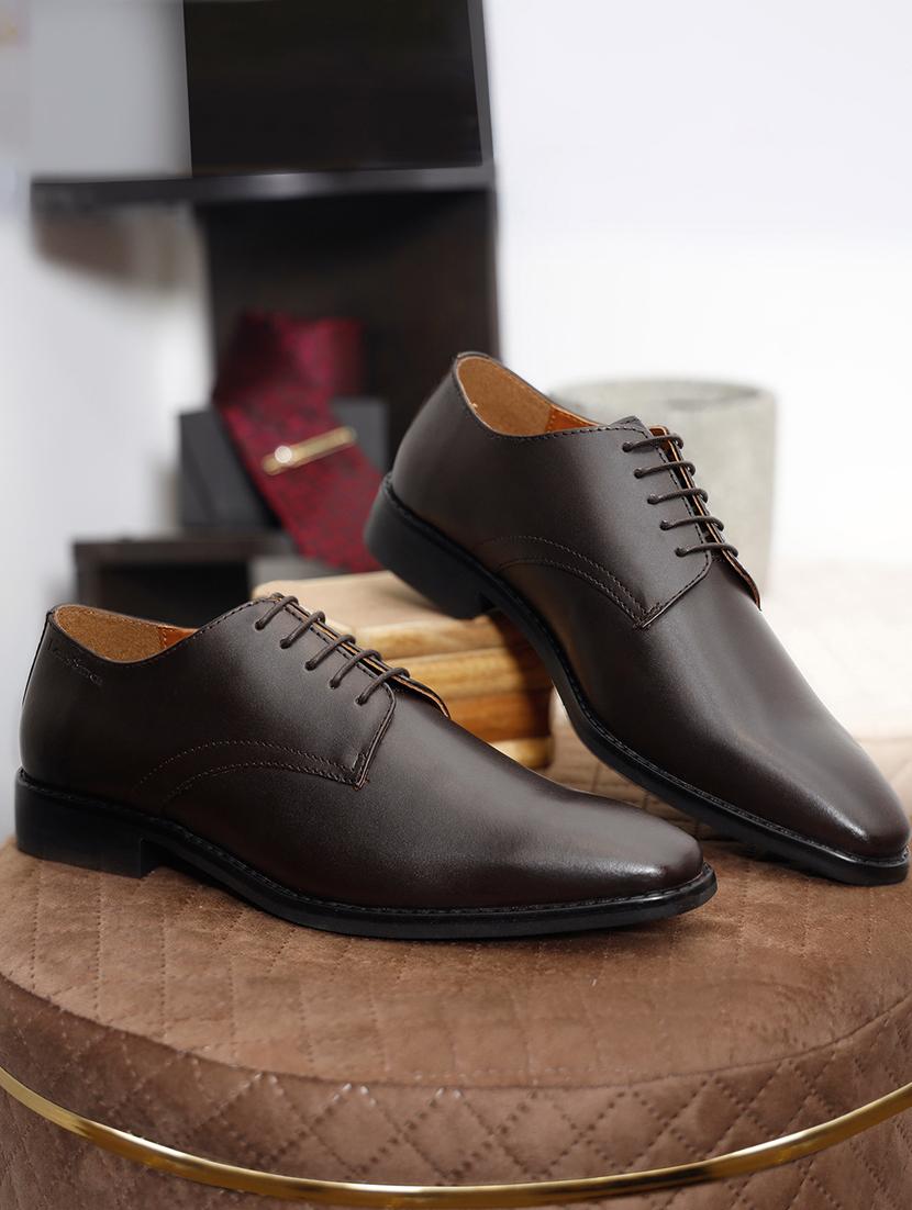 men solid lace-up derbies - 21748092 -  Zoom Image - 0