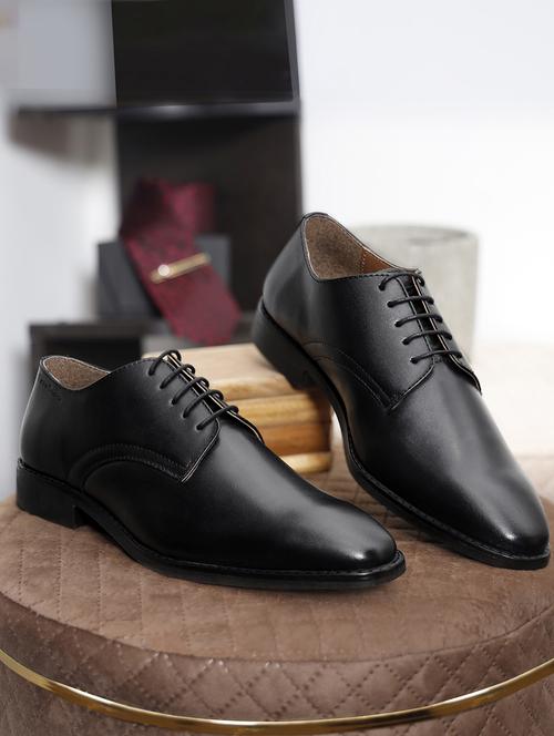 men solid lace-up derbys - 21748094 - Standard Image - 0