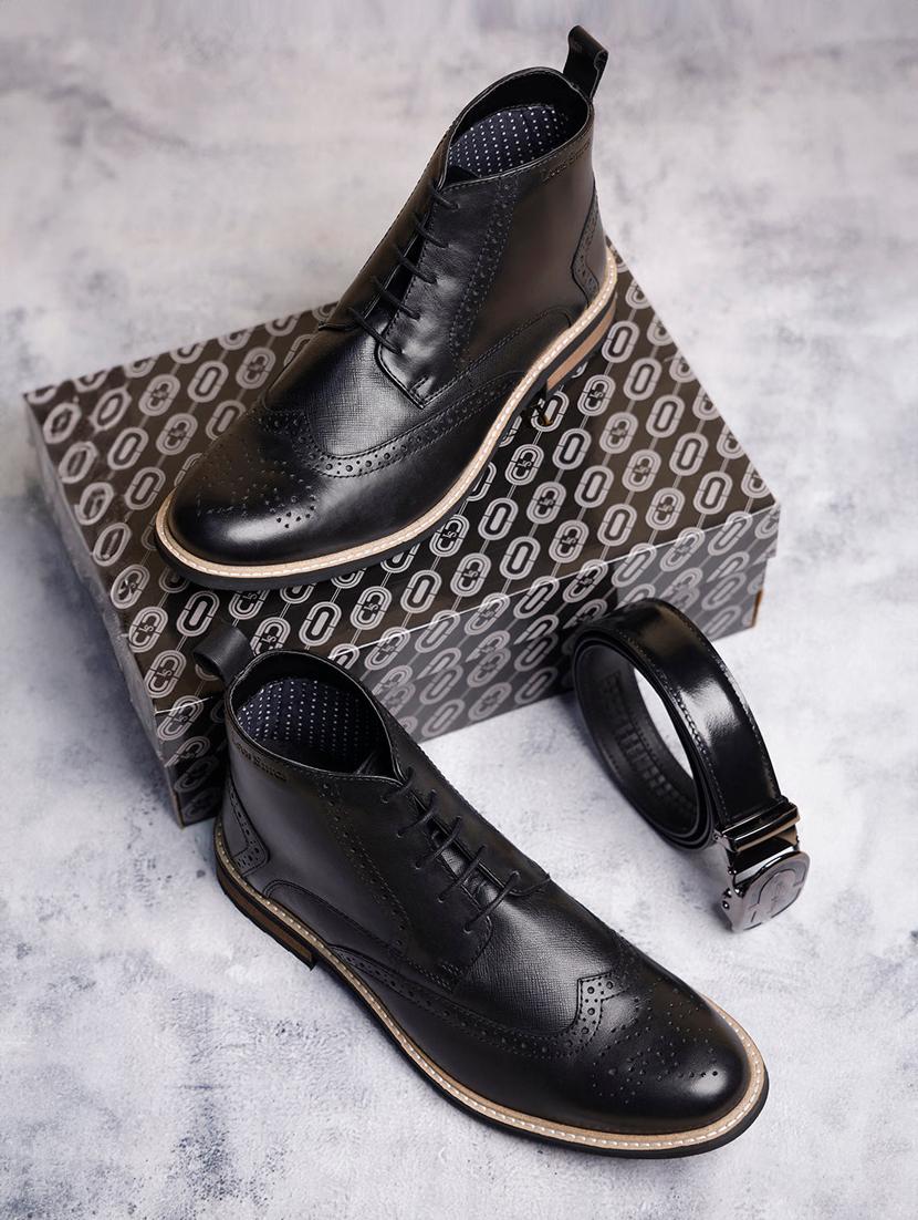 men solid lace up low ankle boots - 21748124 - Zoom Image - 0