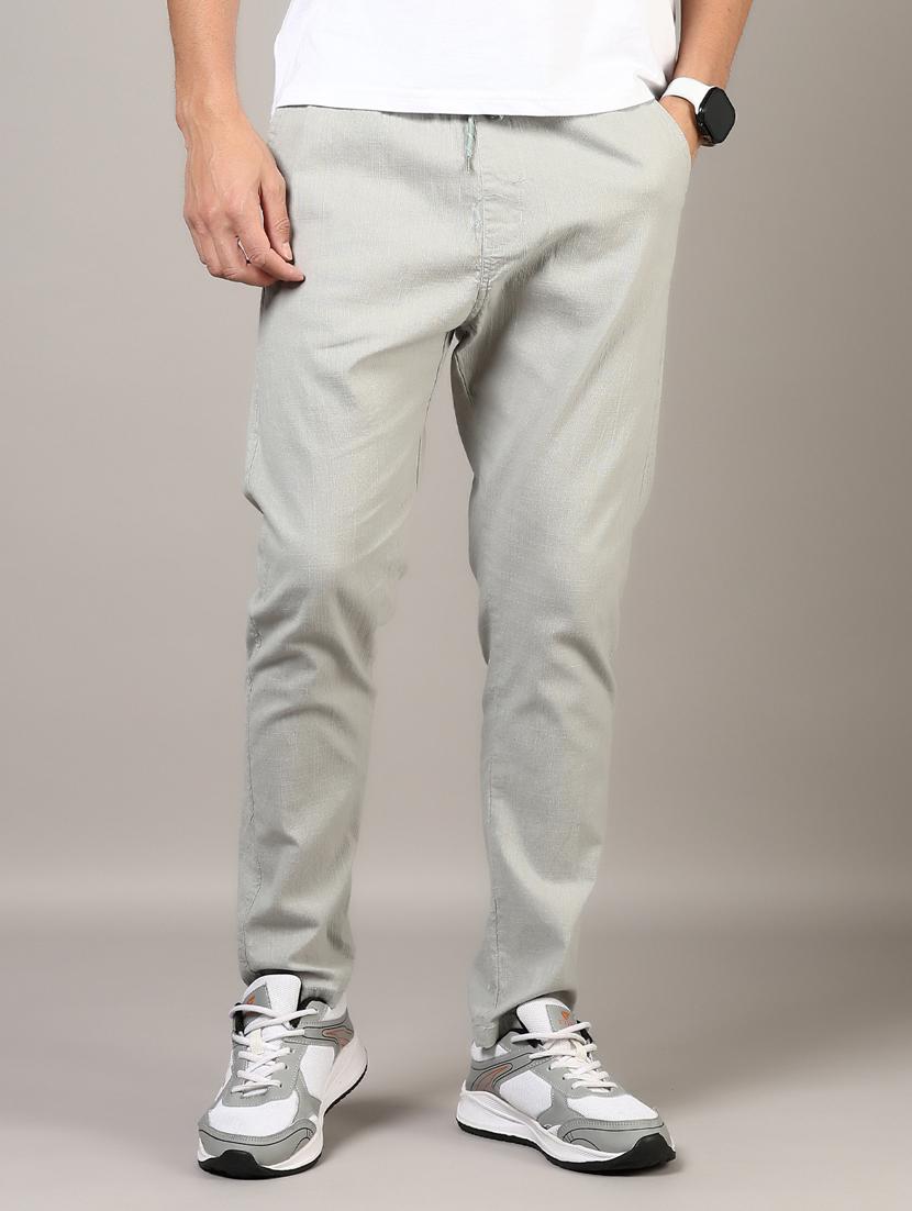 men solid mid rise full length track pant