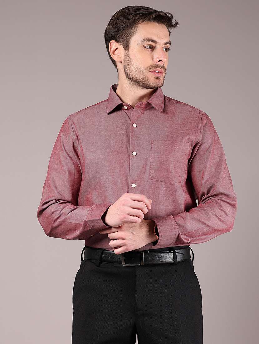 men solid collared long sleeve formal shirt - 21748170 - Standard Image - 1