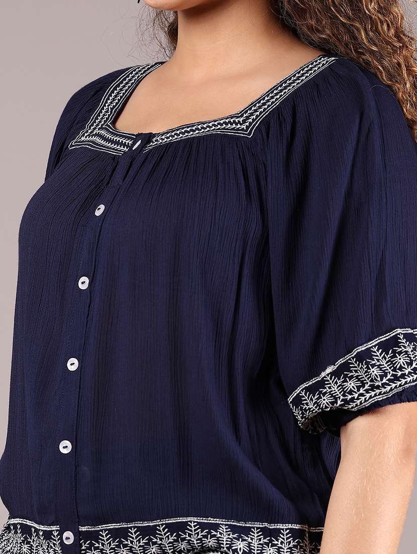 womenembroidered puff sleeve regular top - 21748184 -  Standard Image - 4
