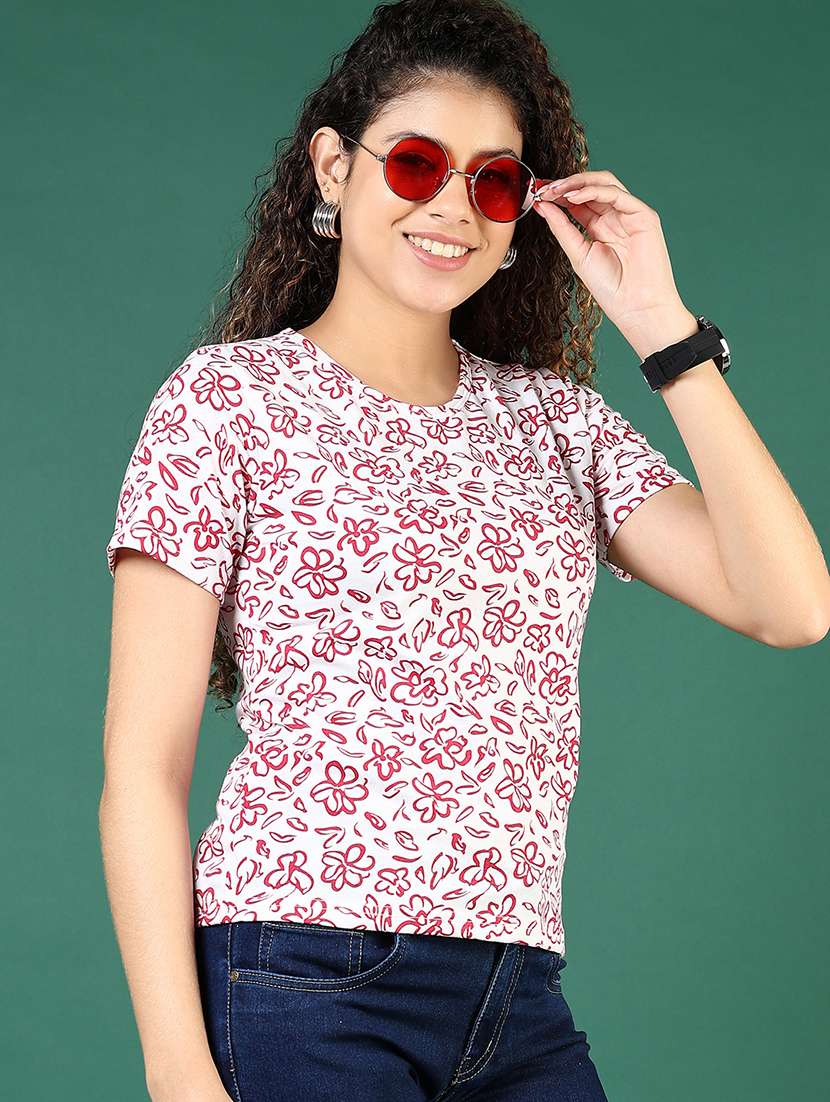 women printed short sleeve regular fit t-shirt
