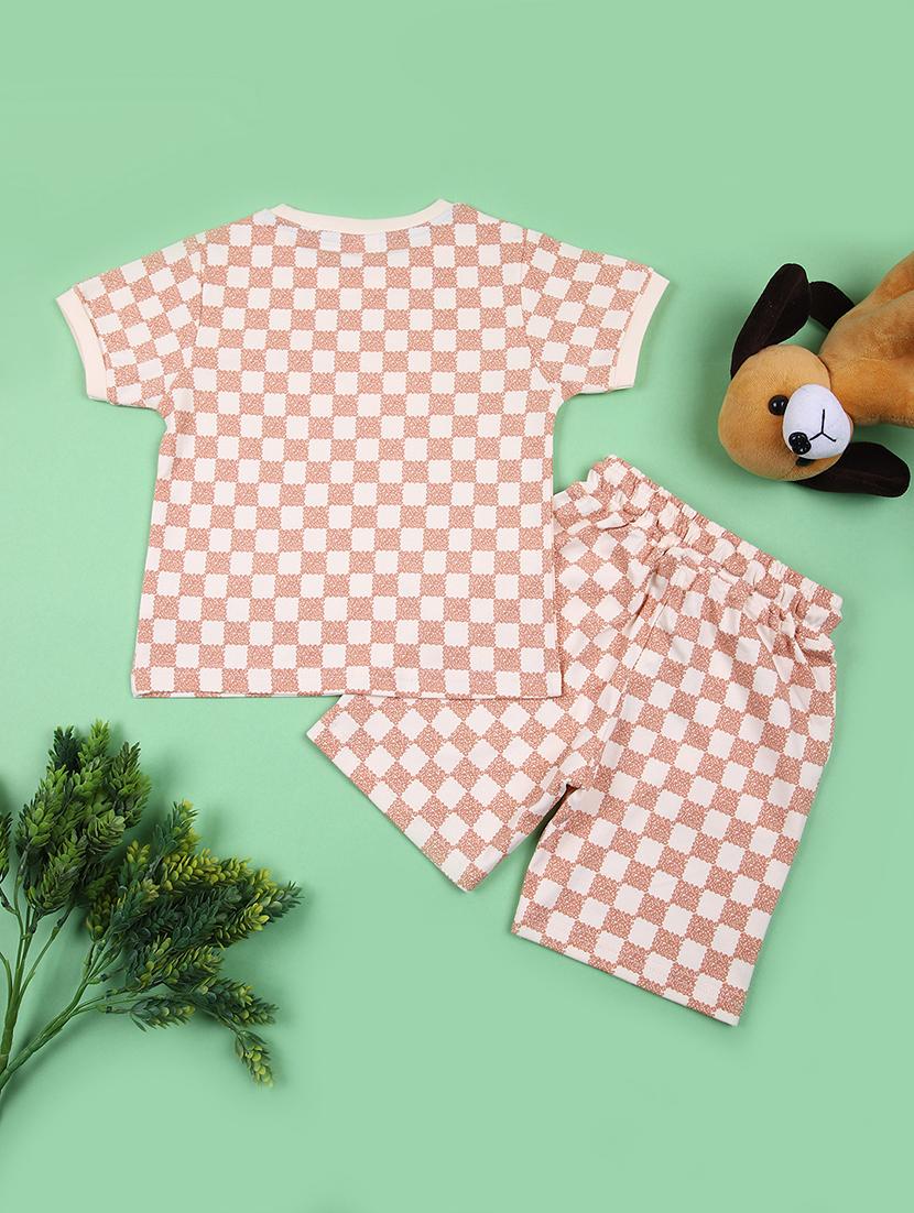 boys checkered round neck co-ords set - 21748234 -  Standard Image - 1