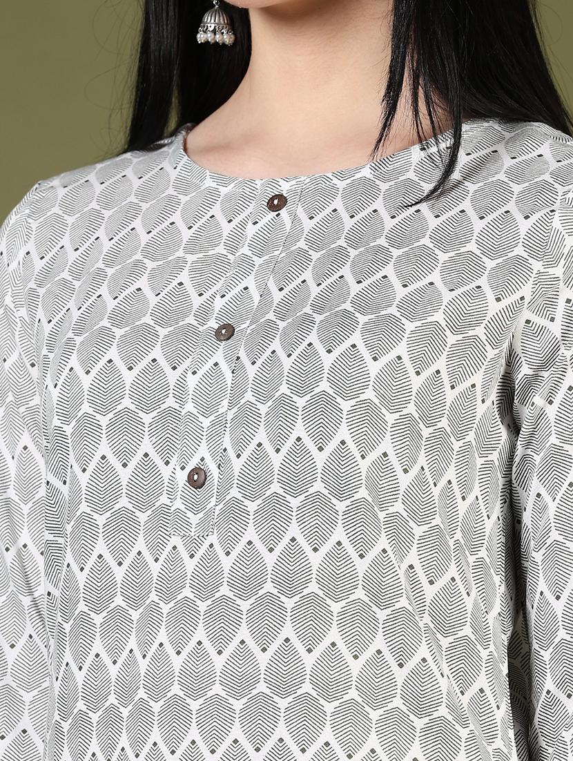 women printed three quarter sleeve straight kurta - 21748235 - Standard Image - 4