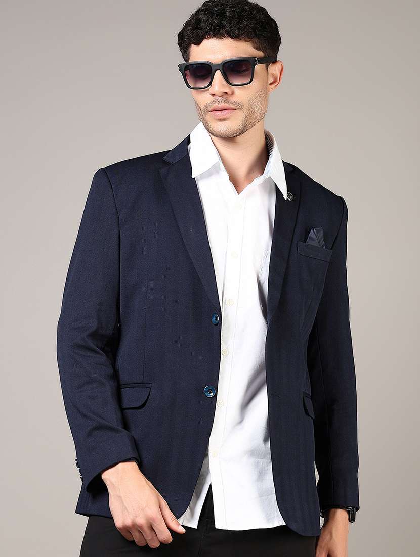 men lapel collar single breasted casual blazer