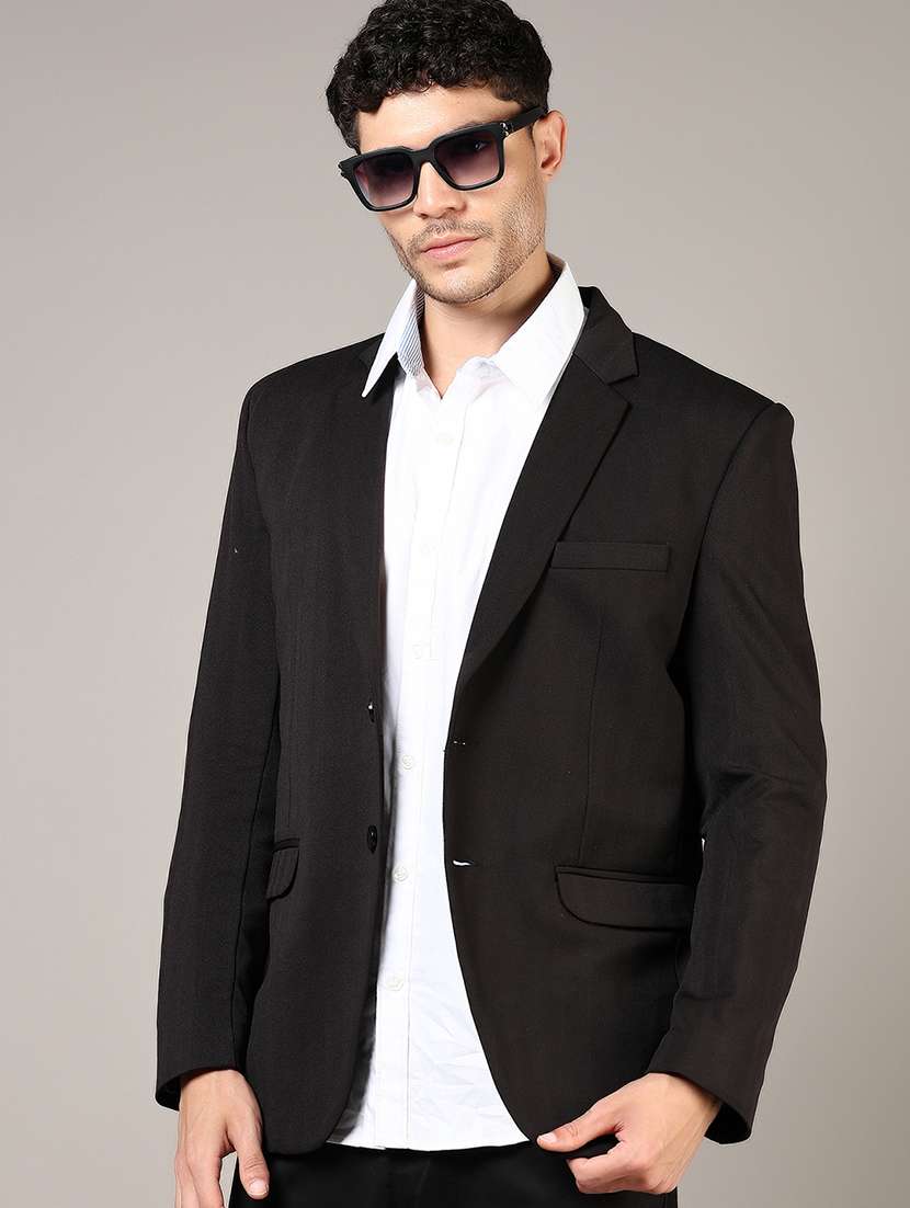 men lapel collar single breasted casual blazer
