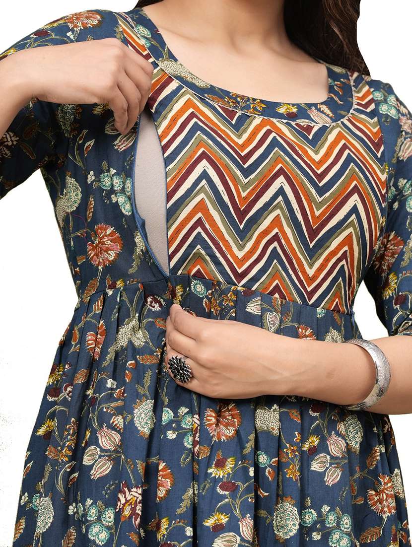 women floral printed round neck maternity dress - 21748291 -  Standard Image - 4