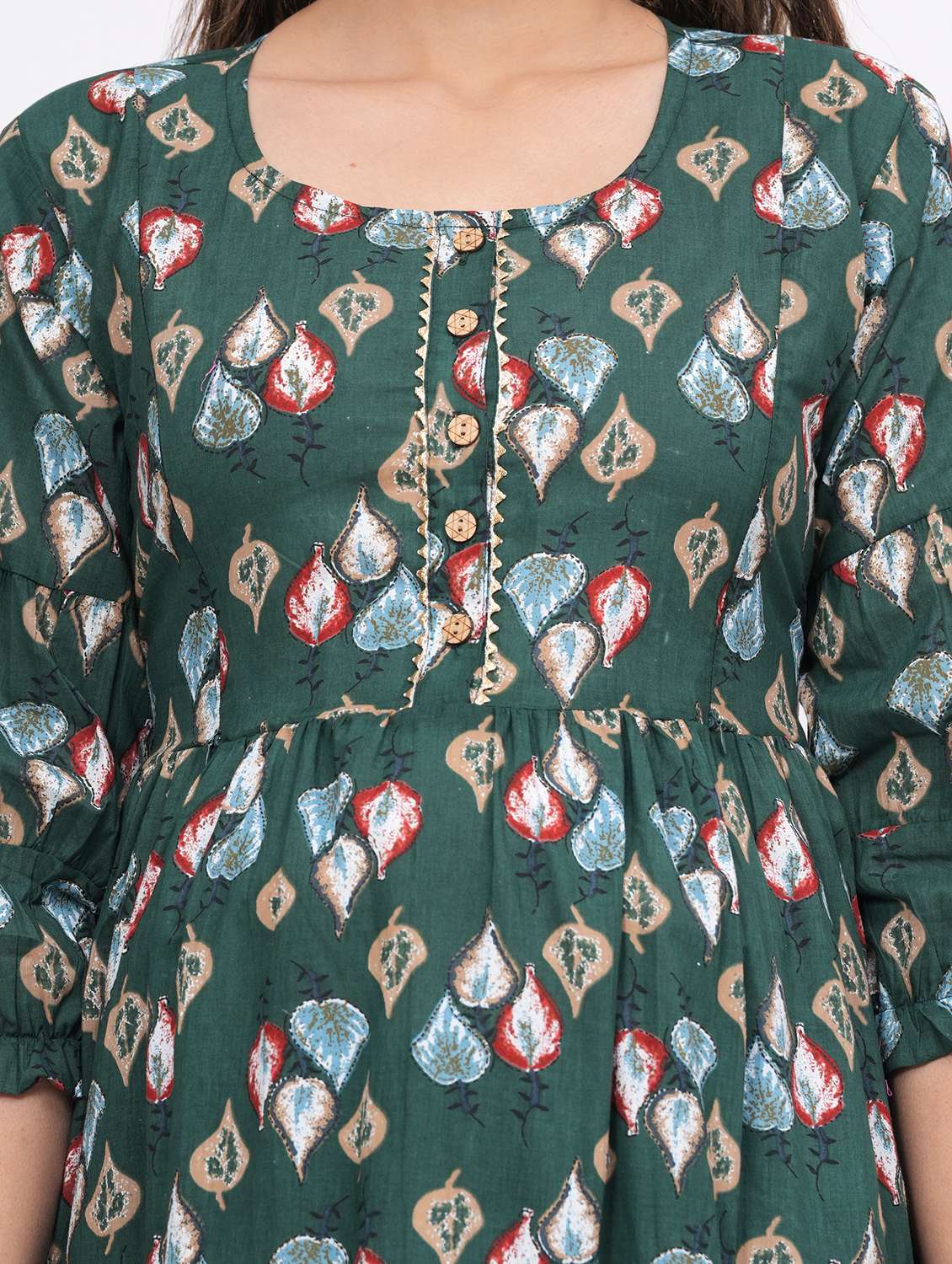 women printed three quarter sleeves flared dress - 21748295 -  Standard Image - 4