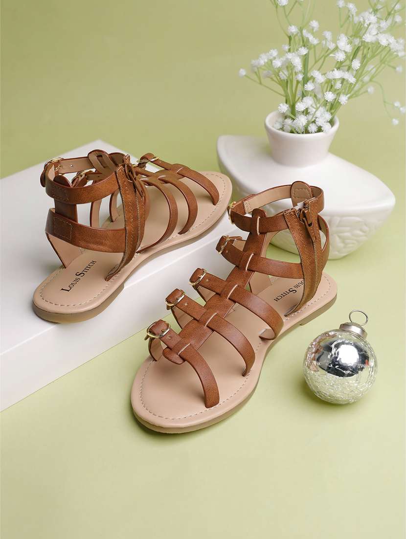 women solid gladiators sandal - 21748342 -  Standard Image - 1