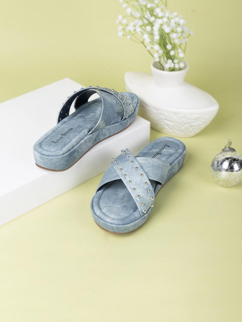 women blue slip on sandals - 21748347 - Zoom Image - 0