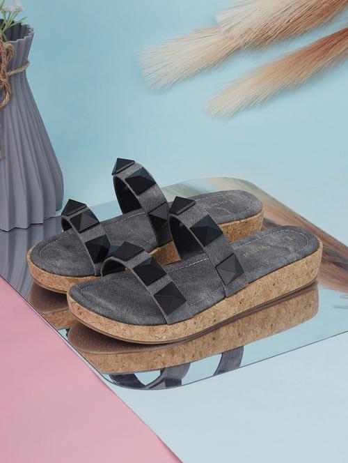 women black slip on sandal - 21748351 - Standard Image - 0