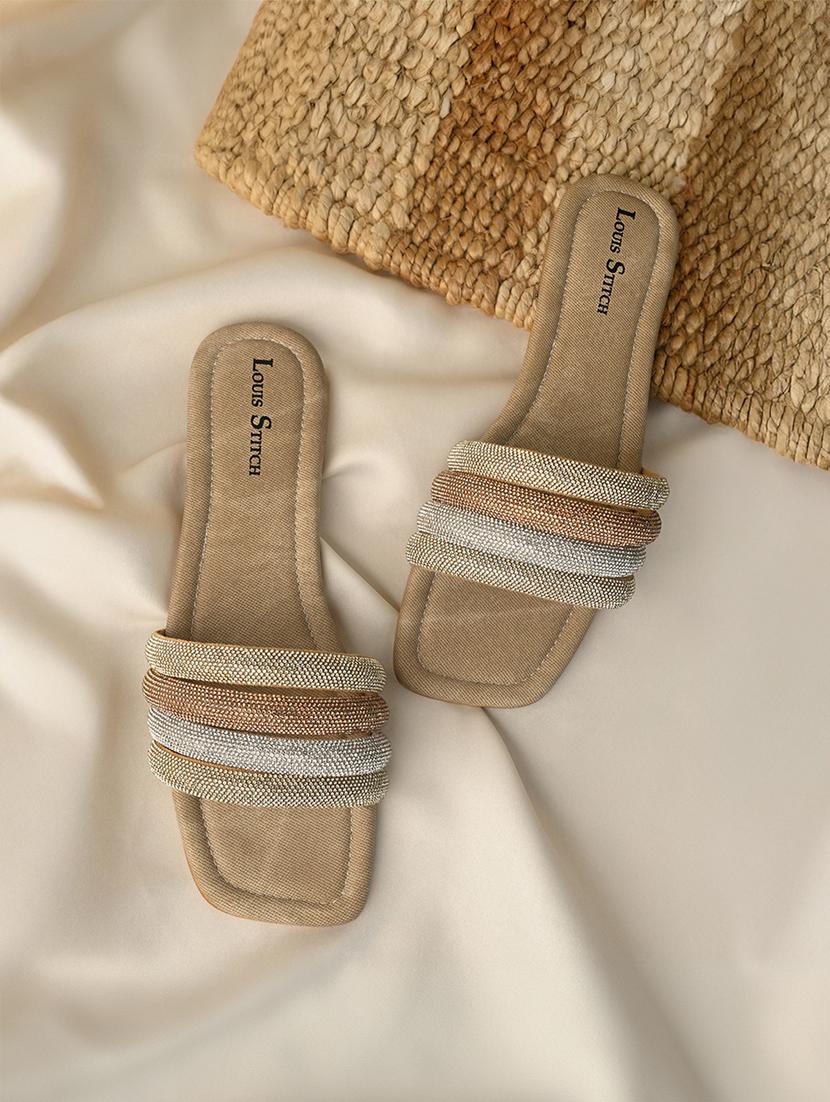 women gold slip on sandal - 21748353 -  Zoom Image - 0