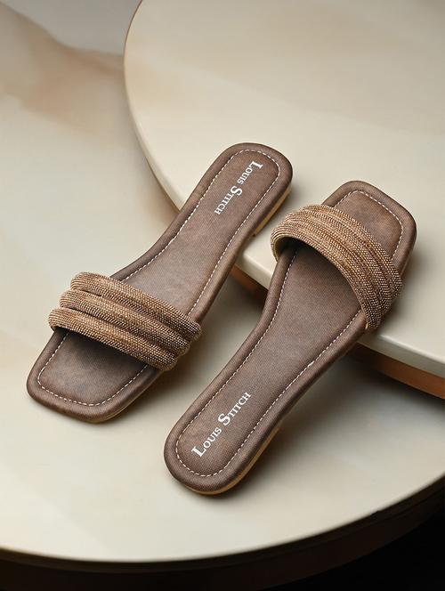women brown slip on sandal - 21748355 - Standard Image - 0