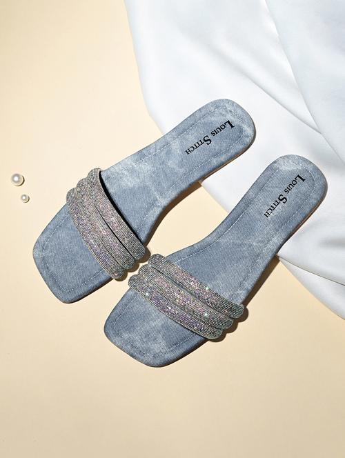 women blue slip on sandal - 21748356 - Standard Image - 0