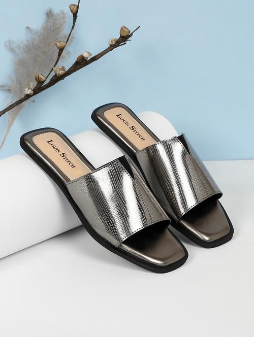 women grey slip on sandal - 21748359 -  Standard Image - 0