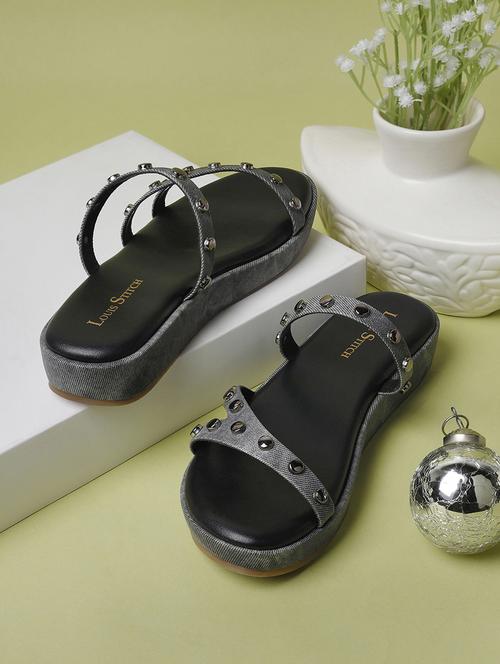 women black slip on sandals - 21748361 - Standard Image - 0