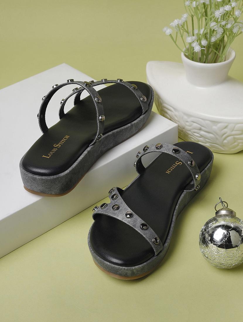 women black slip on sandals - 21748361 - Zoom Image - 0