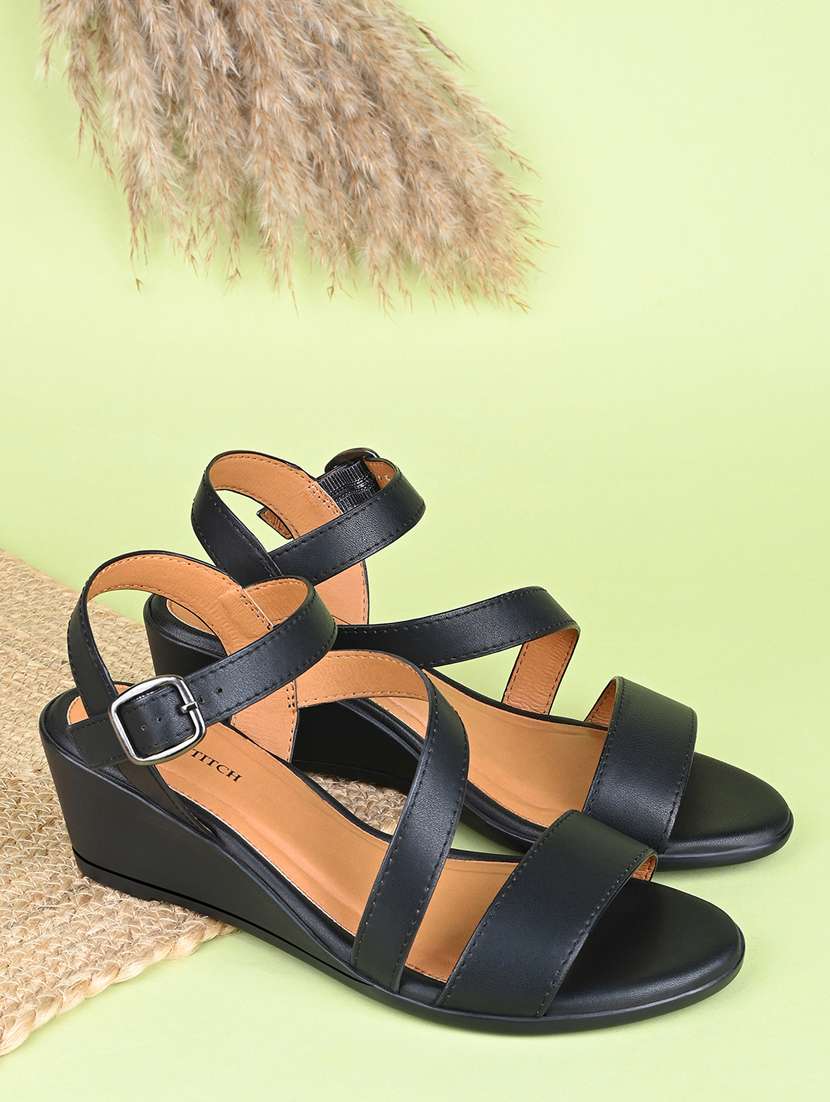 women solid ankle strap sandals