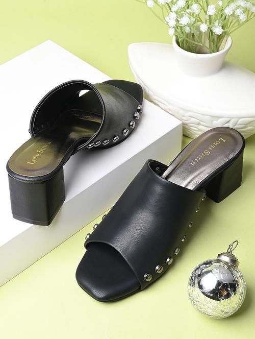 women black slip on sandal - 21748378 - Standard Image - 0
