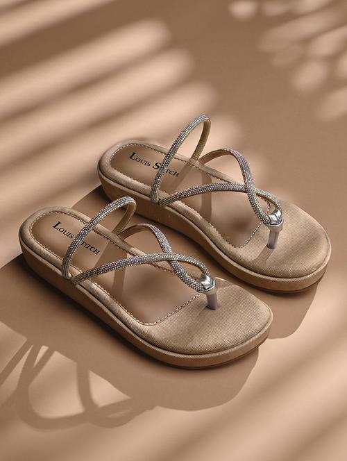 women beige slip on sandal - 21748395 -  Standard Image - 0