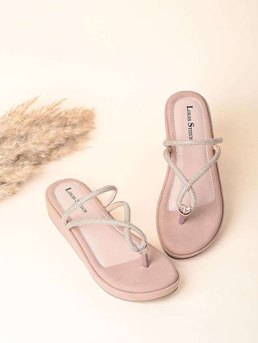 women pink slip on sandal - 21748396 -  Standard Image - 1