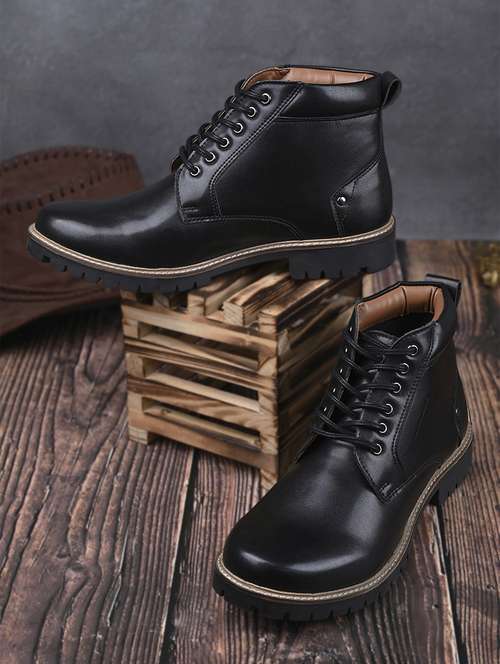 men solid lace up boots - 21748408 -  Standard Image - 0