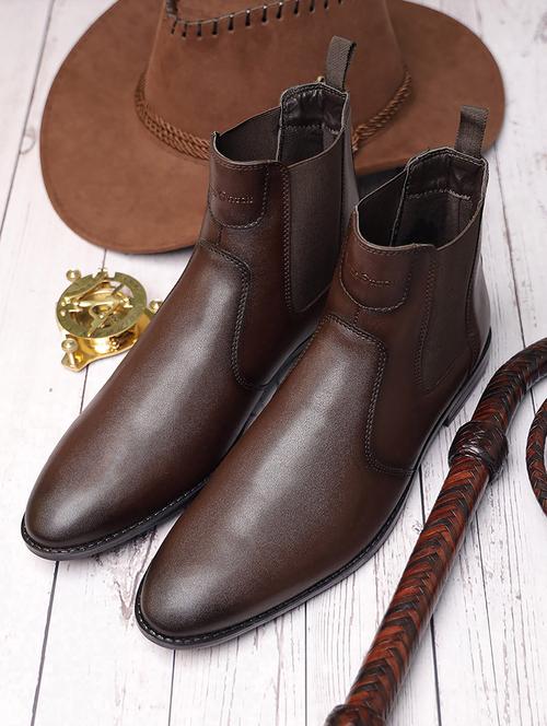 men solid slip on boots - 21748413 - Standard Image - 0
