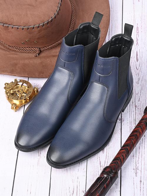 men solid slip on boots - 21748416 - Standard Image - 0