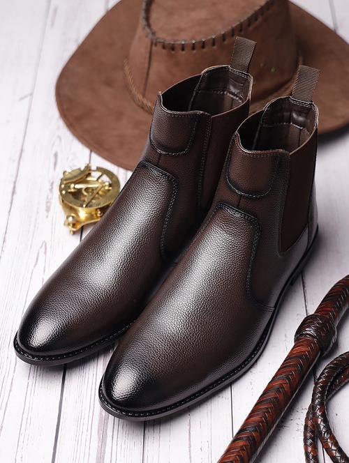 men solid slip on boots - 21748417 - Standard Image - 0