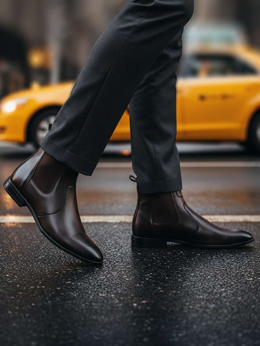 men solid slip on boots - 21748417 -  Standard Image - 1