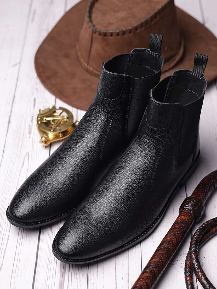 men solid slip on boots