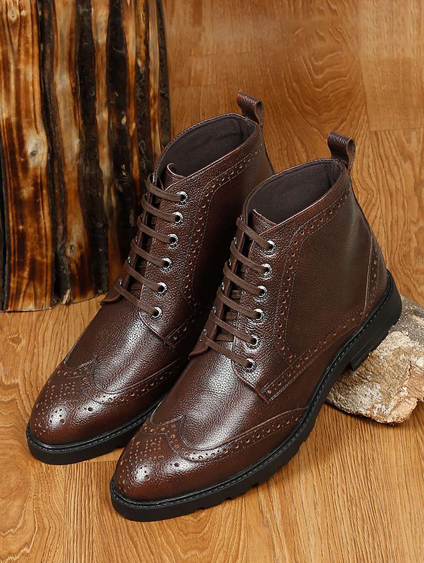 men solid lace up boots