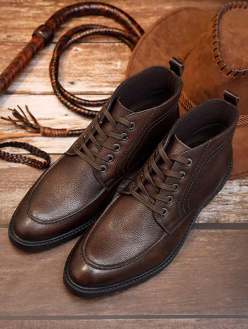 men solid lace up boots