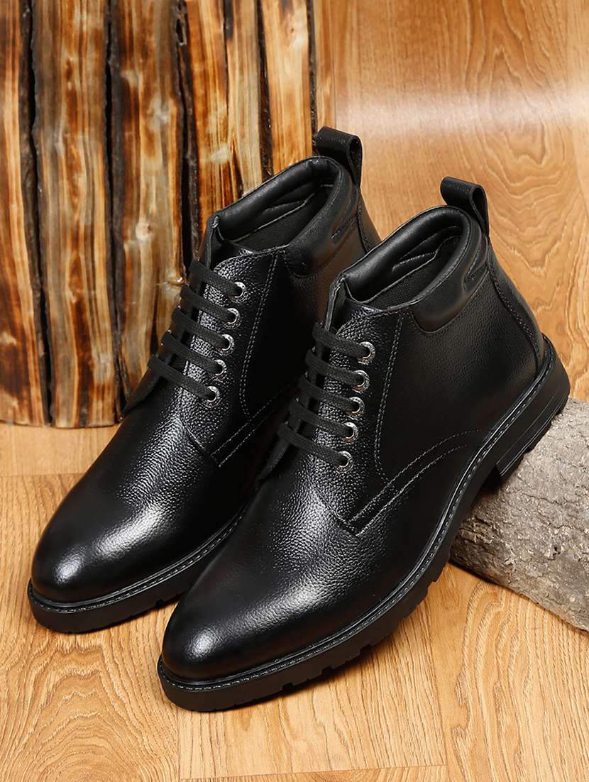 men solid lace up boots