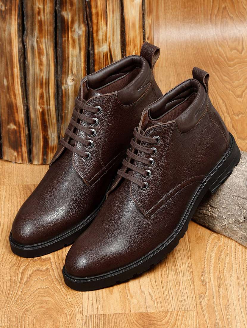 men solid lace up boots