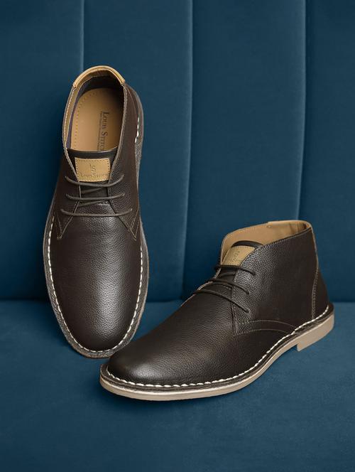 men solid lace up boots - 21748429 - Standard Image - 0